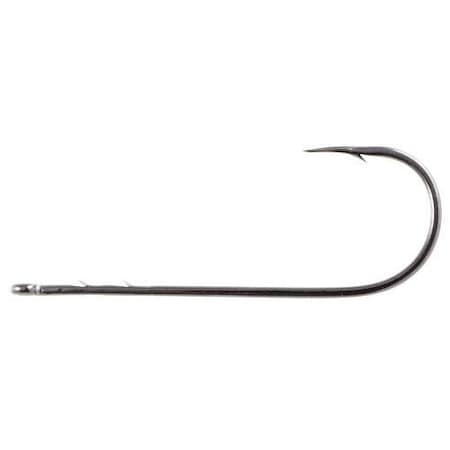 Owner Straight Shank Worm Hook With Cutting Point, Size 10 Round Bend, Black Chrome, 6Pk 5100-111